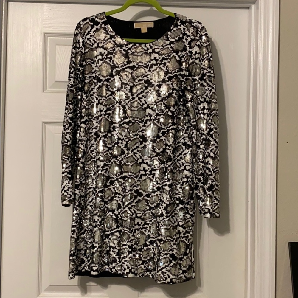 Michael Kors Black & White Sequin Dress